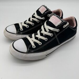 Converse All Star Shoes Junior 6 Black Pink Gingham Low